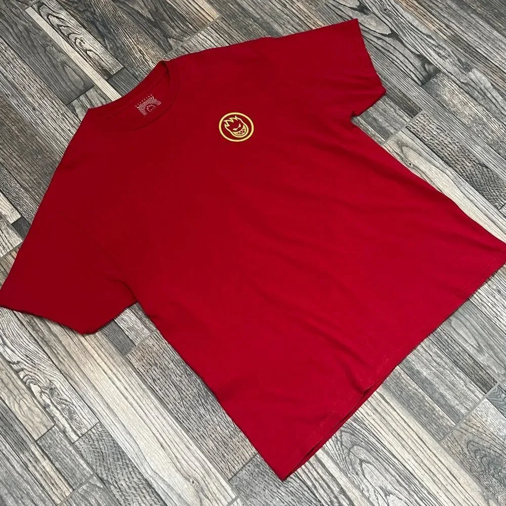 🔥🔥 SPITFIRE Skateboard Flame Boy Graphic Tee Burgundy/Yellow Sz XL -‎ PERFECT